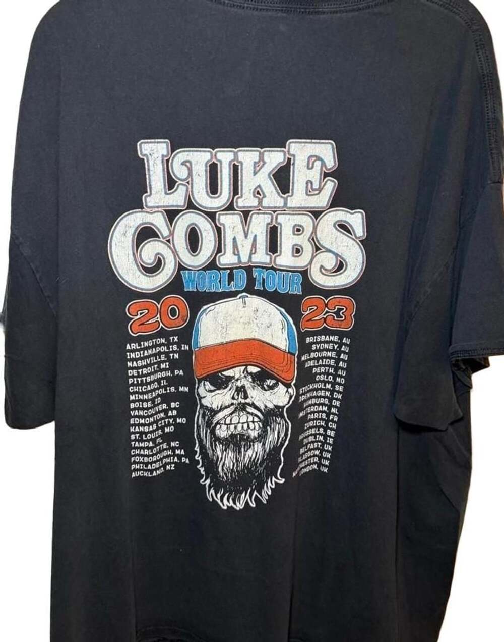 Luke Combs World Tour 2023 Graphic Concert T-Shirt Black 2XL